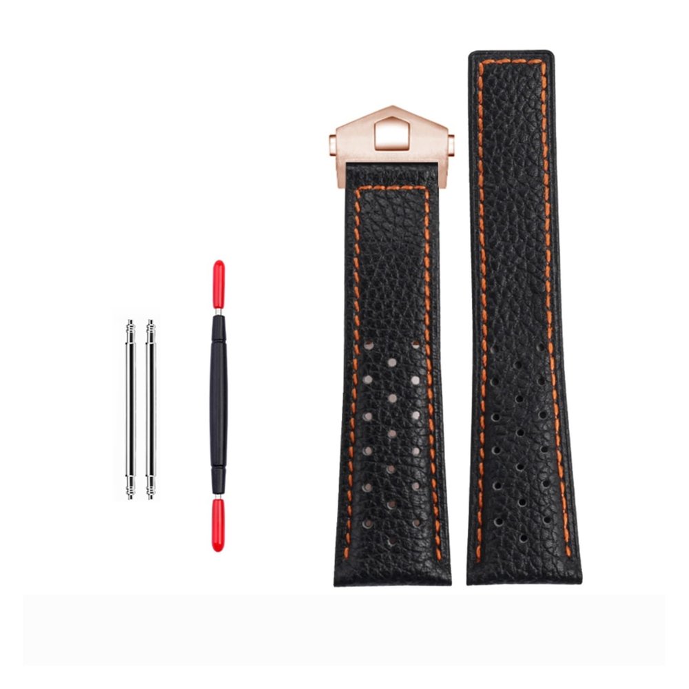 QTYQWC 22 mm Genuine Calfskin Leather Watch Strap for TAG Heuer Monaco Carrera
