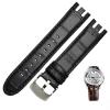 QTYQWC Genuine Leather Watch Band for Swatch YRS403/412/402G, 21 mm, Curved End, Men's, Plain Black view 1