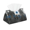 Kleenex Tissue Box Cover, PVC Leather, White/Blue Daisy Print view 1