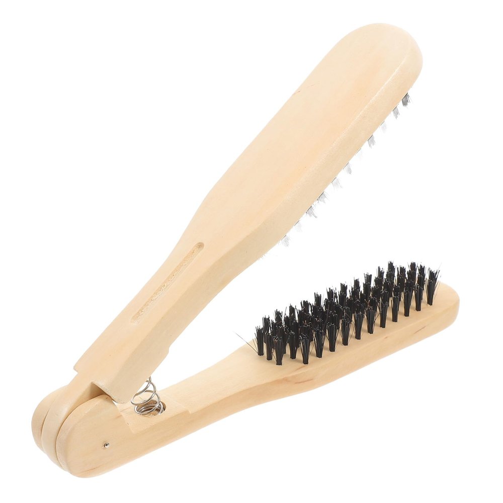 Hair Straightening Brush with Double-Bristle Design, Brown
