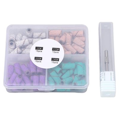 60 Small Sanding Bands for Nail Drill with Mandrel and 4 Types