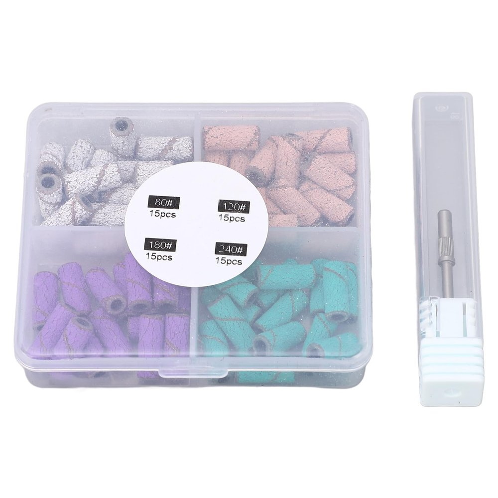 60 Small Sanding Bands for Nail Drill with Mandrel and 4 Types