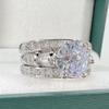 925 Sterling Silver CZ Bridal Ring Set view 3