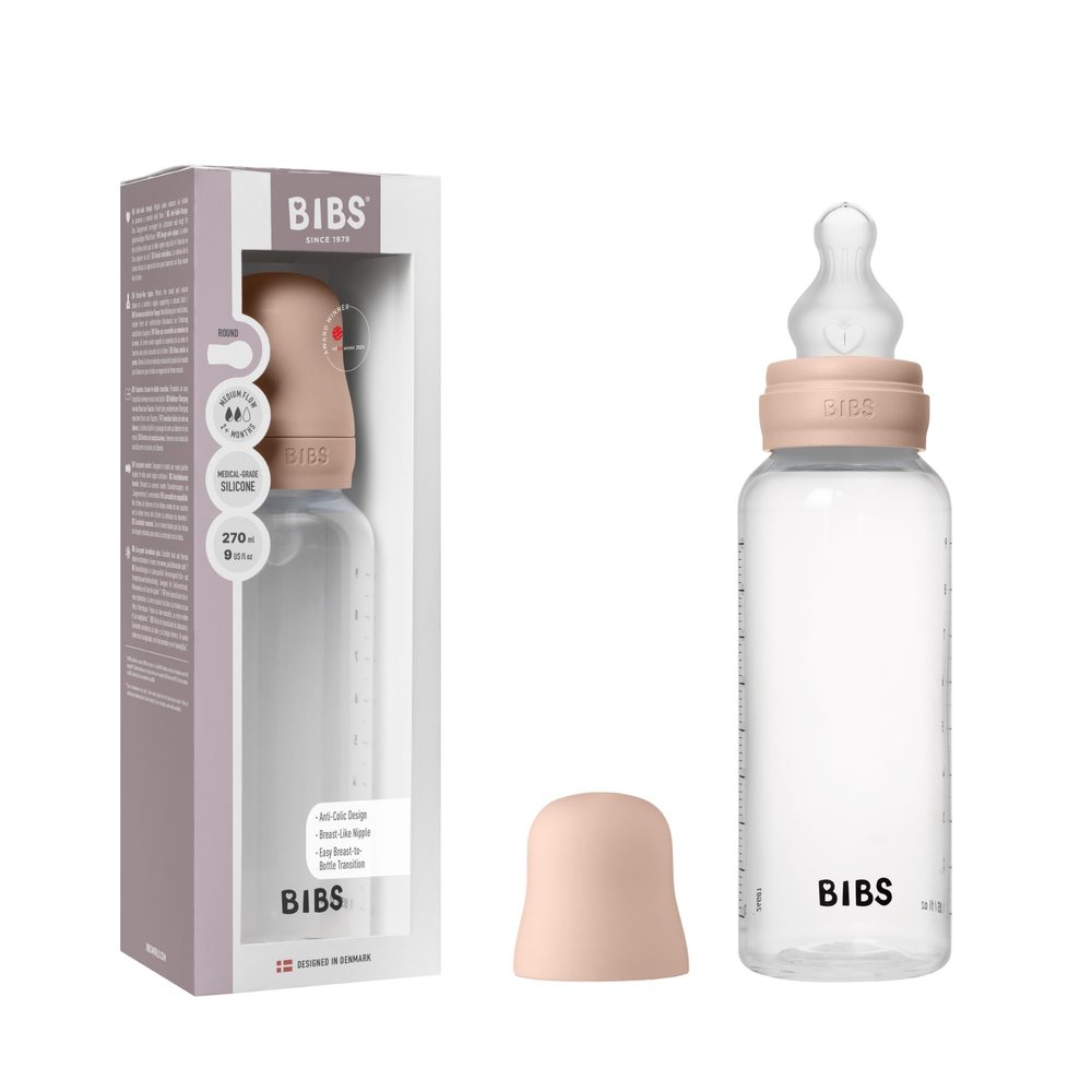 BIBS Plastic Baby Bottle, 150 ml, 1-Pack, Silicone Nipple, Blush