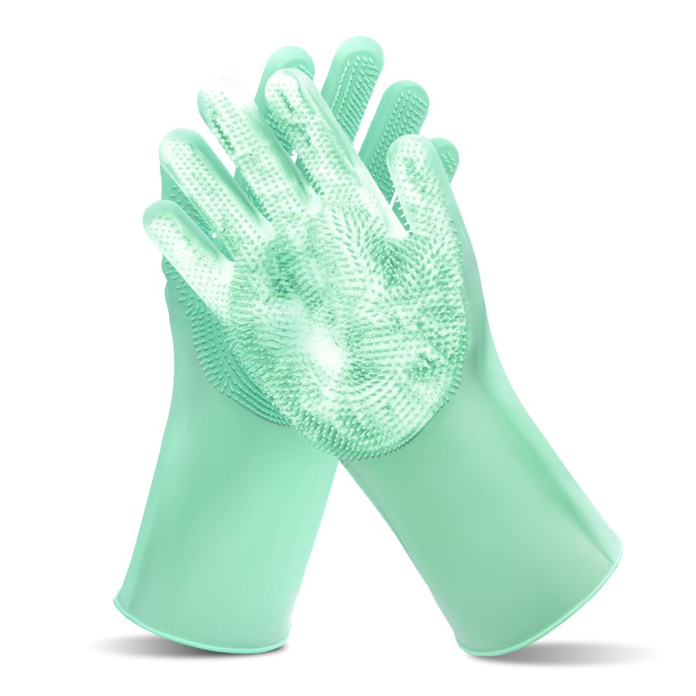 Maiiu Pet Grooming Gloves, Dog Bathing Gloves with High-Density Bristles
