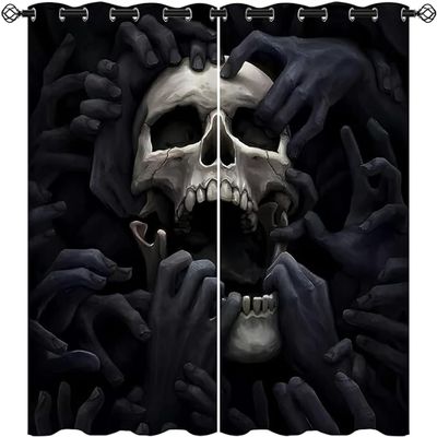ZZTBQ Skull Blackout Curtains, Halloween Decor, 280 x 245 cm