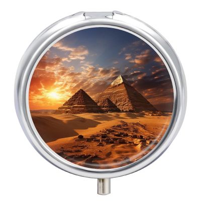 Pill Organizer with 3 Compartments - Egyptian Pyramids Design