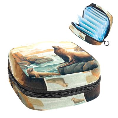 Period Bag for School, Sanitary Pad Storage Bag with Zipper, Menstrual Cup and Tampon Pouch, Seelwen-612