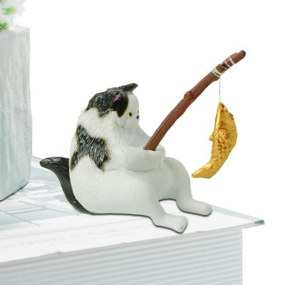 Cat Fishing Aquarium Statue