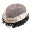 Men's Indian Remy Human Hair Water Wave Toupee, Mono Base with PU Perimeter, Black view 4
