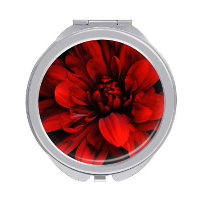 LFDSPYJE Travel Makeup Mirror, Red Flower on Black Compact Mirror, 1x/2x Magnification, 6.1 cm