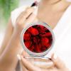LFDSPYJE Travel Makeup Mirror, Red Flower on Black Compact Mirror, 1x/2x Magnification, 6.1 cm view 4