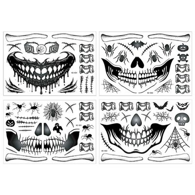 Zghhc Halloween Skeleton Scar Face Stickers, Scary Mouth Temporary Face Tattoos