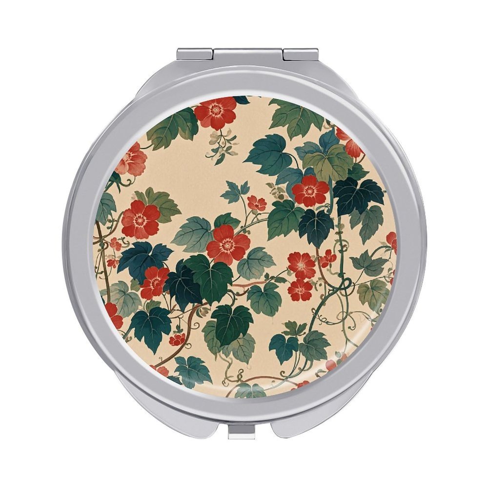 LFDSPYJE Travel Makeup Mirror, Grapevine, Compact Mirror, 1x/2x Magnification, Portable Folding Pocket Mirror, 2.4 in (6.1 cm)