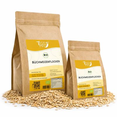 Tasty Pott Organic Buckwheat Flakes | Bulk Pack | For Breakfast Muesli & Porridge | For Baking | Cereal Flakes | Bread Baking | Overnight Oats | Buckwheat | In Bag 3000 g (2 x 3000 g)