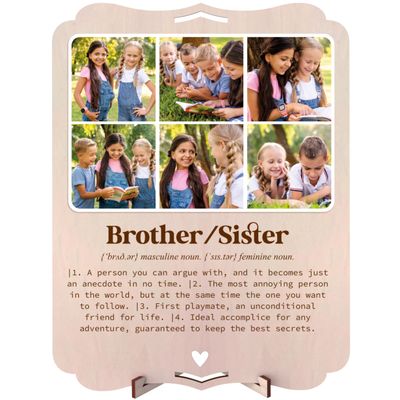 nagu Brother Sister Personalized Wooden Picture Frame for Brother or Sister, 30 x 22 cm