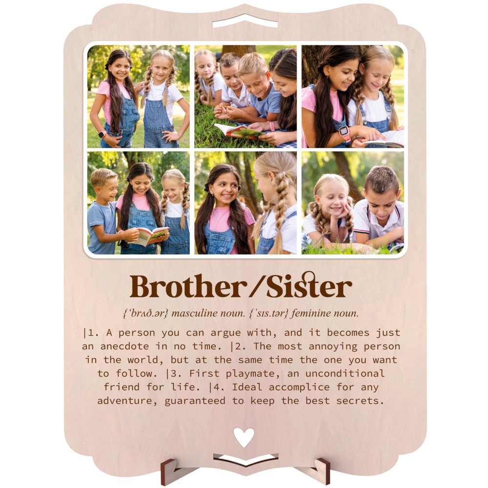 nagu Brother Sister Personalized Wooden Picture Frame for Brother or Sister, 30 x 22 cm
