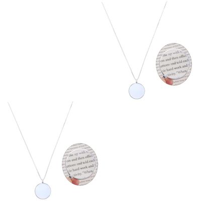 FRCOLOR 2-Piece 5X Magnifying Glass Pendant Necklace, Mini Multifunctional Pocket Magnifier, Silver