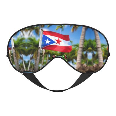 Puerto Rico Flag Frog Palm Print Sleep Mask