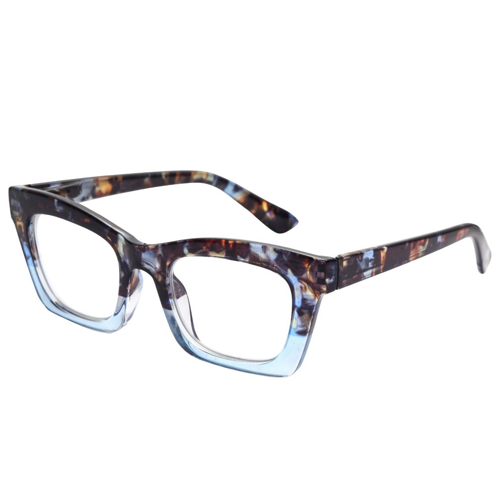 EyeOrion 1-Pack Women's Reading Glasses, Large Square Lenses, Spring Hinges, Blue, +4.00