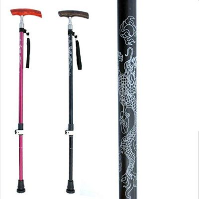 YQZQXWA Folding Walking Cane for Older Adults, Adjustable Aluminum Alloy Cane with Solid Wood Handle and Dragon Pattern