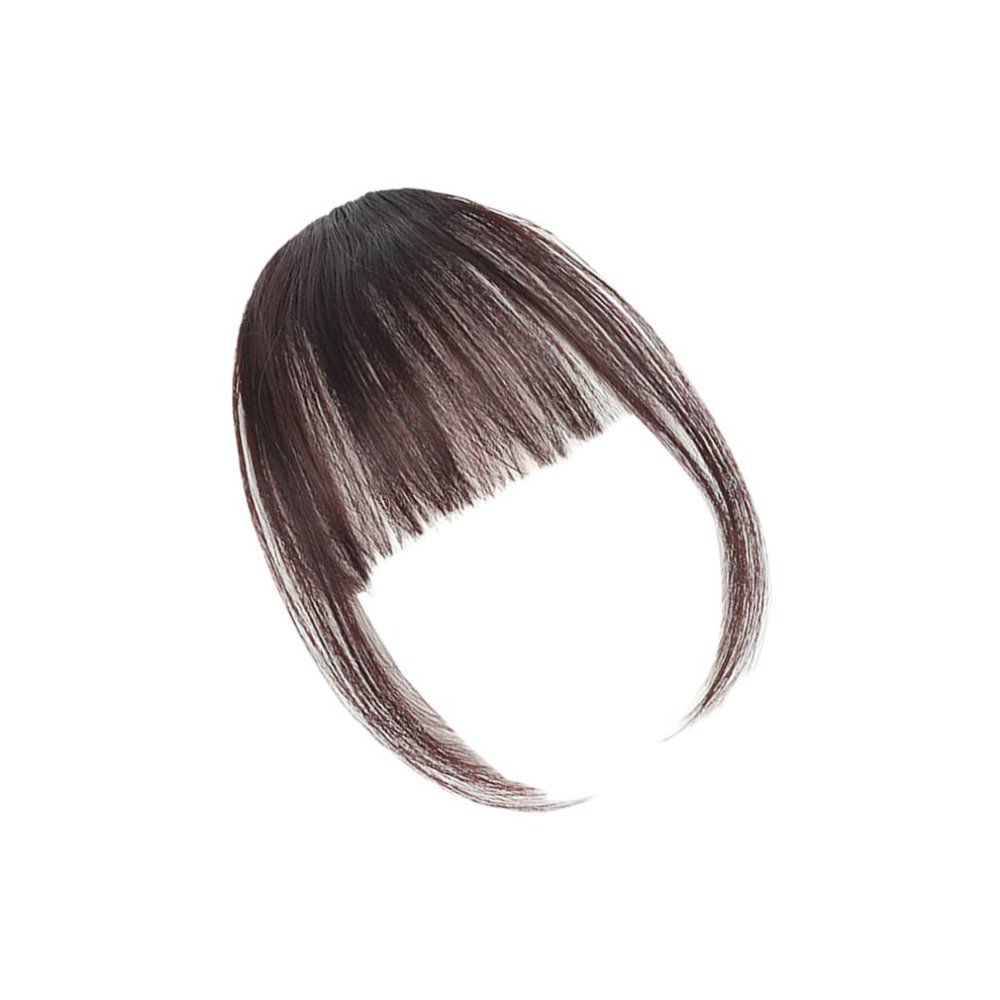 Dark Brown Synthetic Clip-In Bangs
