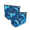 Travel Makeup Bag with Blue Fish Print, Trapezoid Cosmetic Pouch, Black, One Size view 3