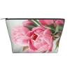 Black Trapezoid Makeup Bag with Floral Pattern, One Size view 1