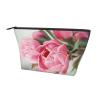 Black Trapezoid Makeup Bag with Floral Pattern, One Size view 2