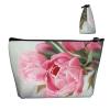 Black Trapezoid Makeup Bag with Floral Pattern, One Size view 4