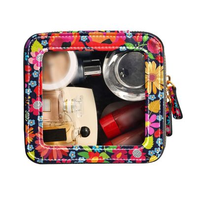 FRODOTGV Clear Makeup Bag, Aster Chrysanthemum Rose and Poppy, 1 Size