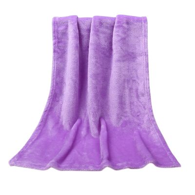 Baby Flannel Blanket, Soft Lightweight Solid-Color Fleece Throw, 45 x 65 cm, Purple