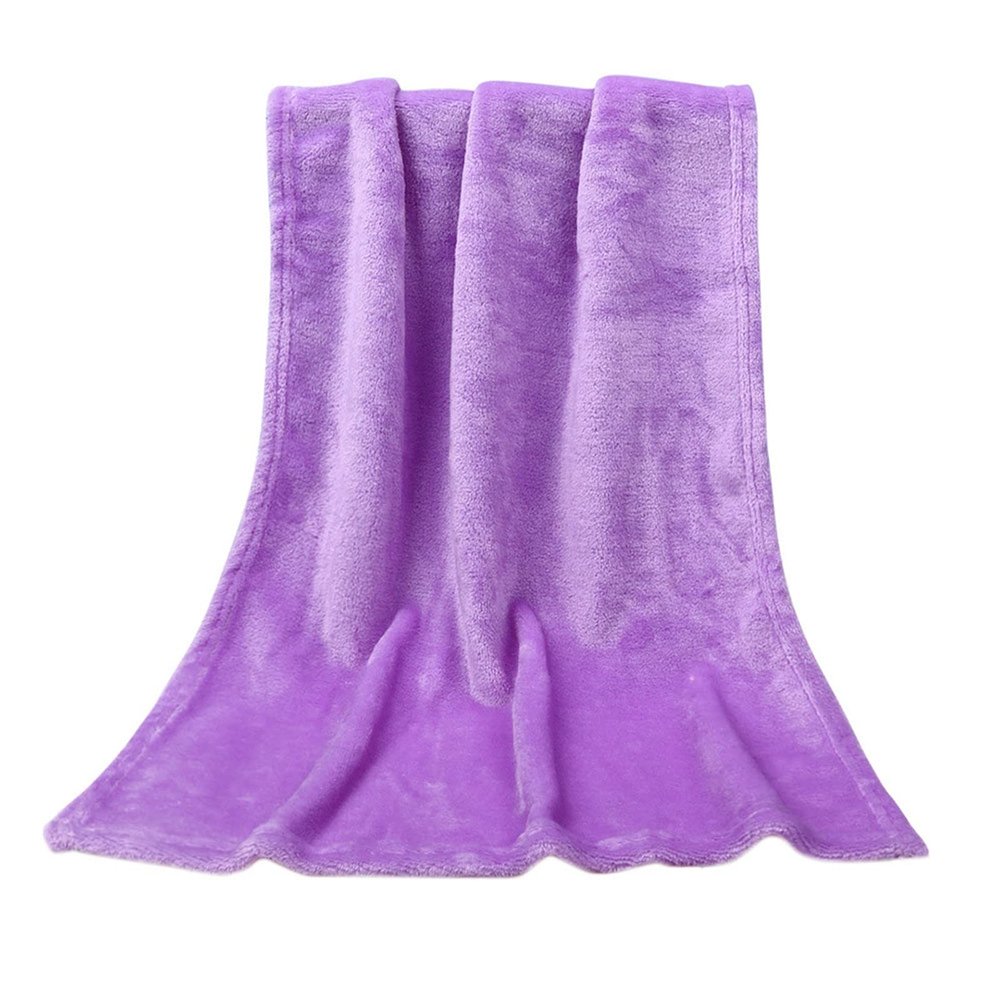 Baby Flannel Blanket, Soft Lightweight Solid-Color Fleece Throw, 45 x 65 cm, Purple