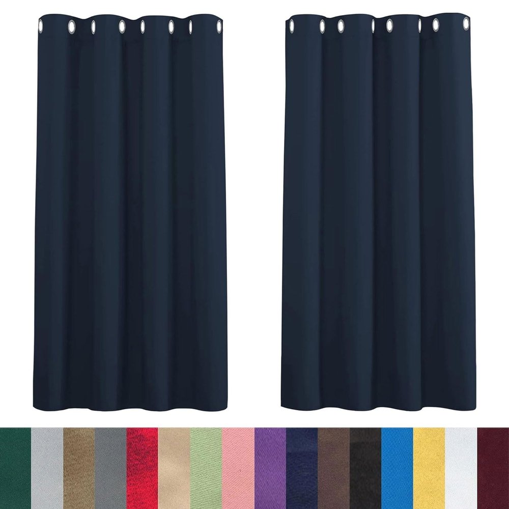 CHENMIAO Blackout Thermal Curtains, 450 x 60 cm, Navy Blue