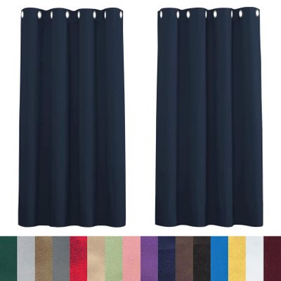 CHENMIAO Blackout Curtains with Grommets, 90 x 100 cm, Thermal, Dark Blue