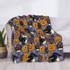 Super Soft Halloween Cat & Pumpkin Flannel Throw Blanket for Couch and Bed view 4