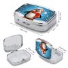 Metal Pill Box with Mirror, Christmas Penguin Print view 2