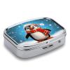Metal Pill Box with Mirror, Christmas Penguin Print view 3