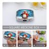 Metal Pill Box with Mirror, Christmas Penguin Print view 4