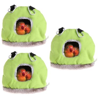 Happyyami 3-Piece Bird Hammock for Small Pets, Warm Hanging Bed for Parrots and Hamsters, Green