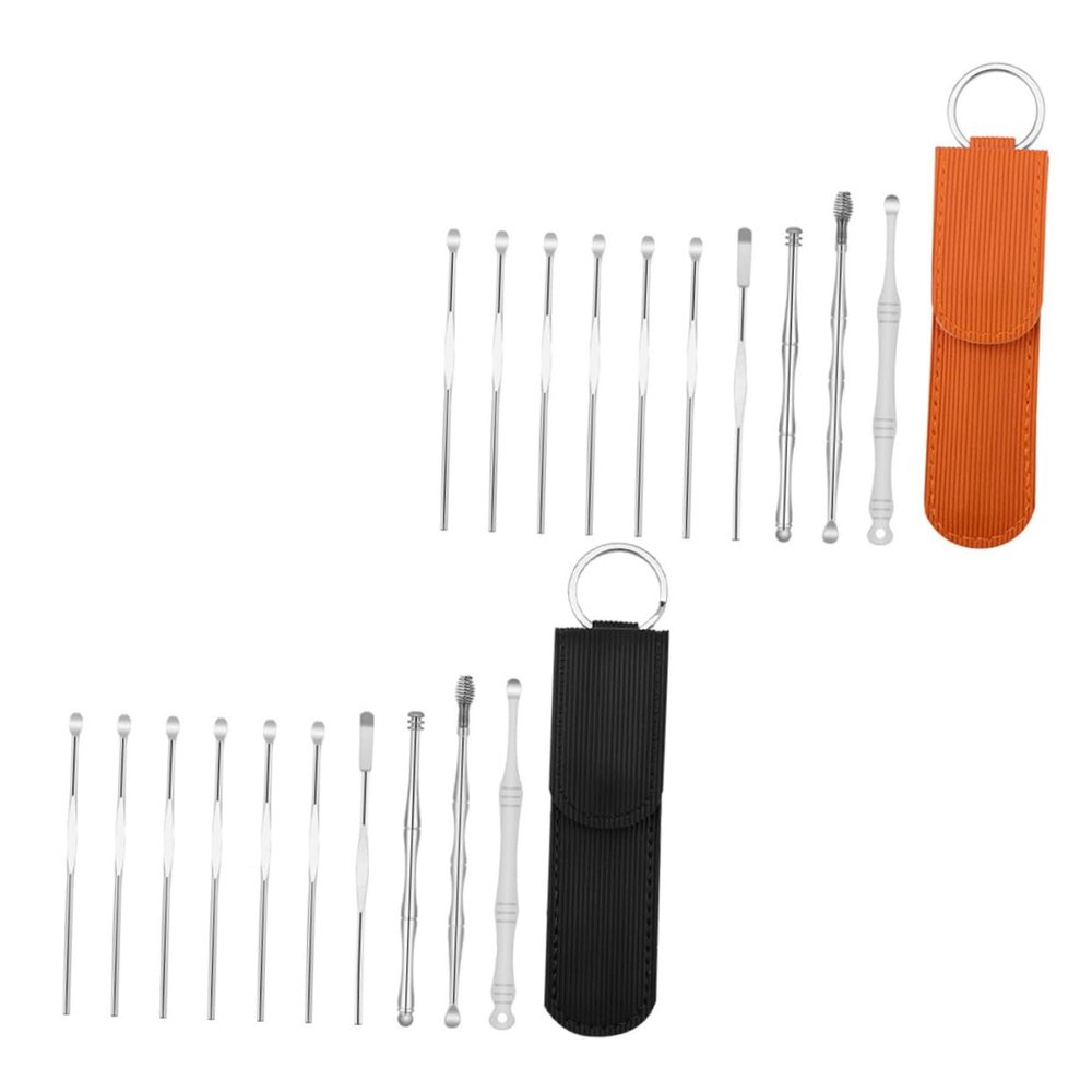 FRCOLOR 2-Piece Stainless Steel Ear Spoons with Double-Ended Spiral and Massage Heads