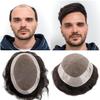 Men's Human Hair Toupee with Fine Mono Top and PU Perimeter, 30 mm Wave, #1B, 120% Density view 1