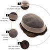 Men's Human Hair Toupee with Fine Mono Top and PU Perimeter, 30 mm Wave, #1B, 120% Density view 3