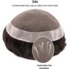 Men's Human Hair Toupee with Fine Mono Top and PU Perimeter, 30 mm Wave, #1B, 120% Density view 4