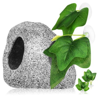Levemolo Decorative Aquarium Cave and Artificial Plants, 1 Set