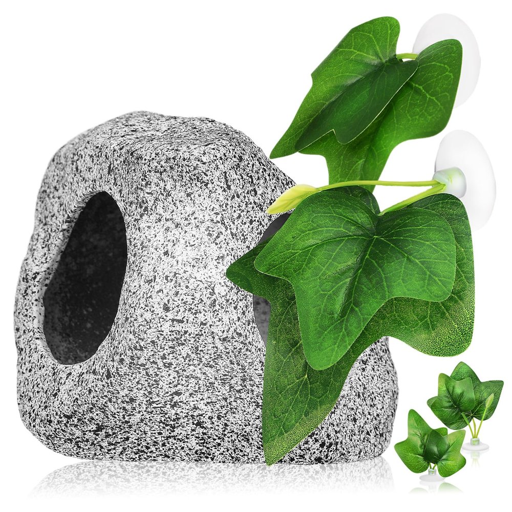 Levemolo Decorative Aquarium Cave and Artificial Plants, 1 Set