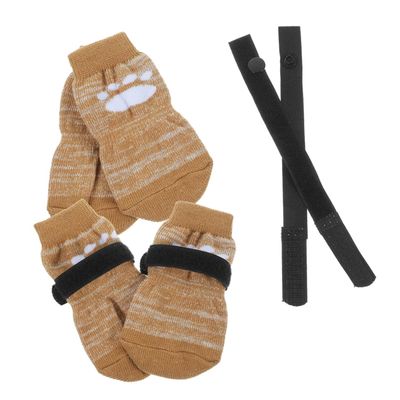 HAPINARY Anti-Slip Dog Paw Protectors, 4-Pack, Cotton, Coffee