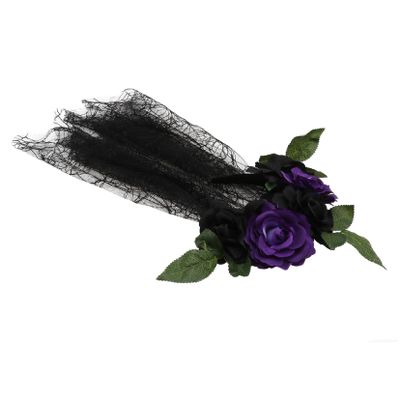 Black Rose Lace Headband Made of Polyester and Lace