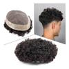 Men's Curly Human Hair Toupee with Breathable Mono Base view 1