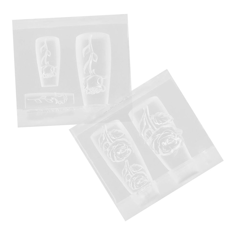 Operitacx 2-Piece Silicone Flower Nail Art Molds with Lotus and Rose Designs